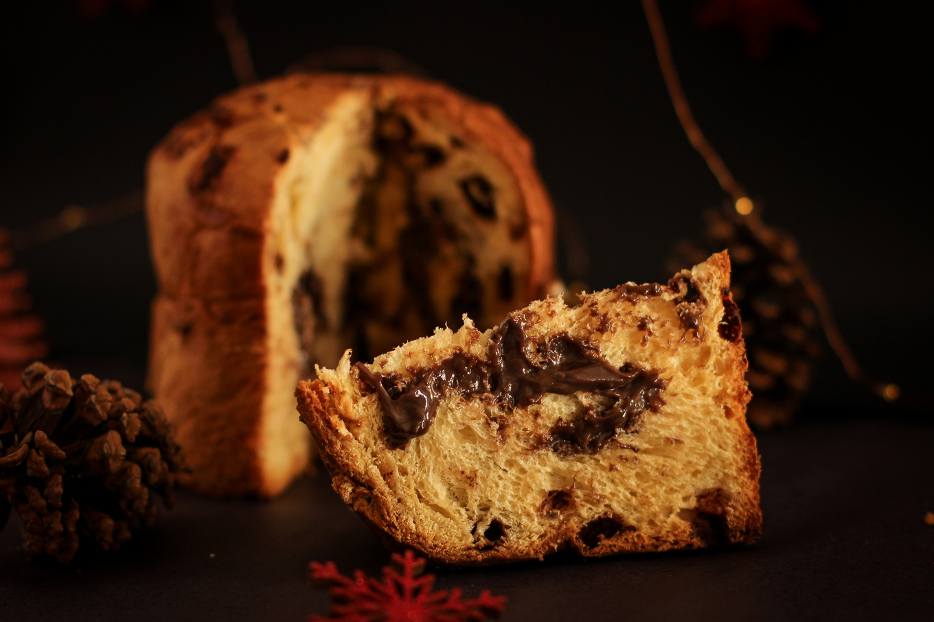 Chocolate Panettone with chocolate filling