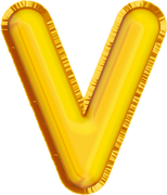 Golden Balloon Letter V Alphabet